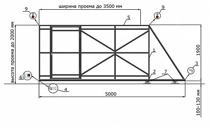 Откатные ворота КОРН ЭКО, толщина 60 мм, купить в любом городе России с доставкой, размер 3 500х2 000, зашивка e128fd85-9af7-11e3-81d6-e447bd2f56ba, цвет 0a535ed2-caf7-11e4-0a8b-525400a65df8, цена 40 490 руб.